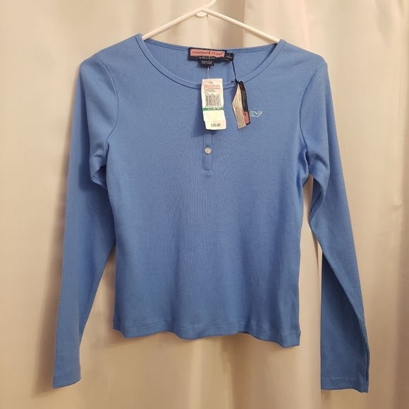 Vineyard Vines Henley light blue large 16-18 check measurements - Picture 1 of 5